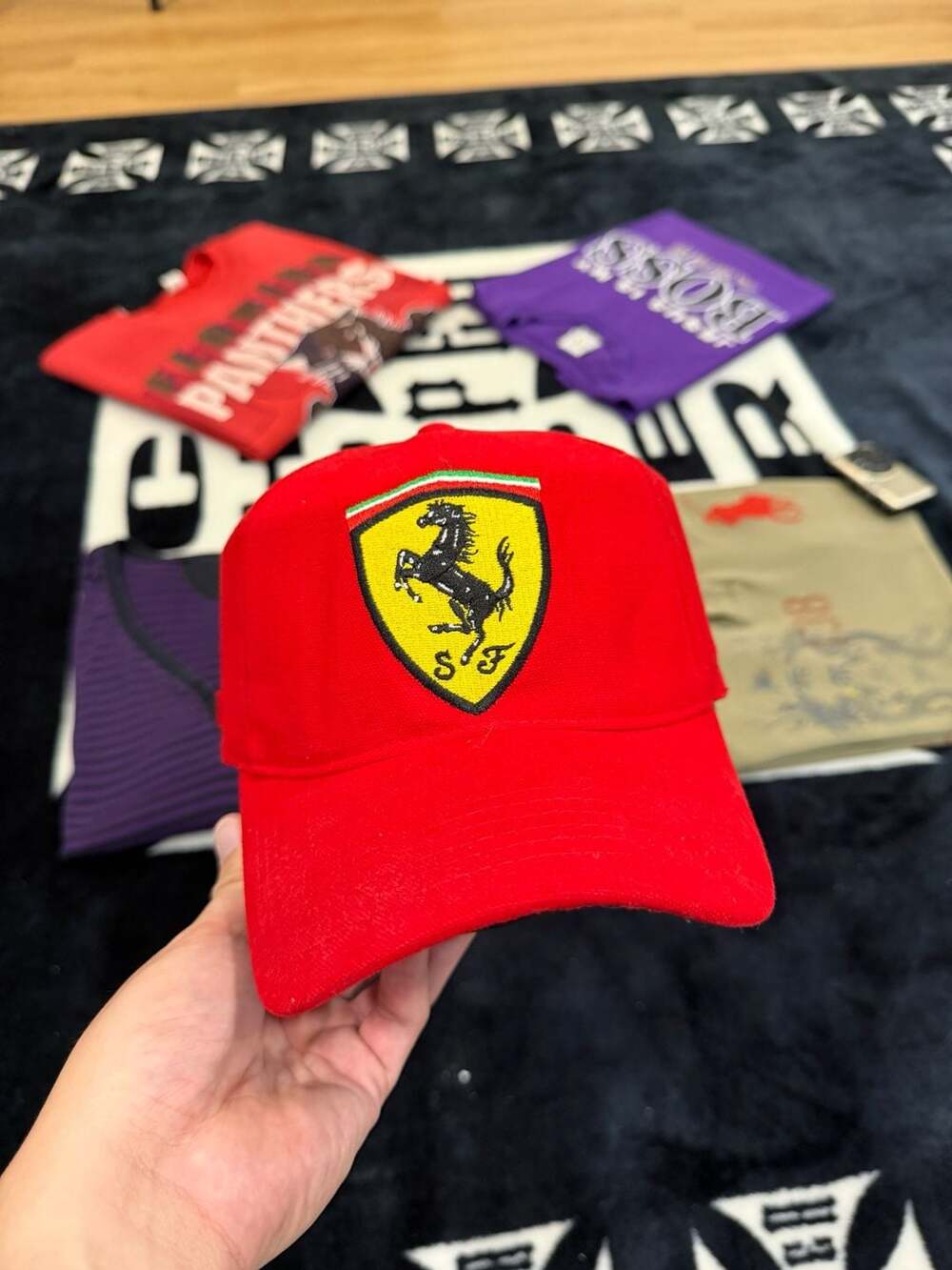 Vintage 1999 Red Ferrari ARCHIVE Big Logo Embroidered Cap